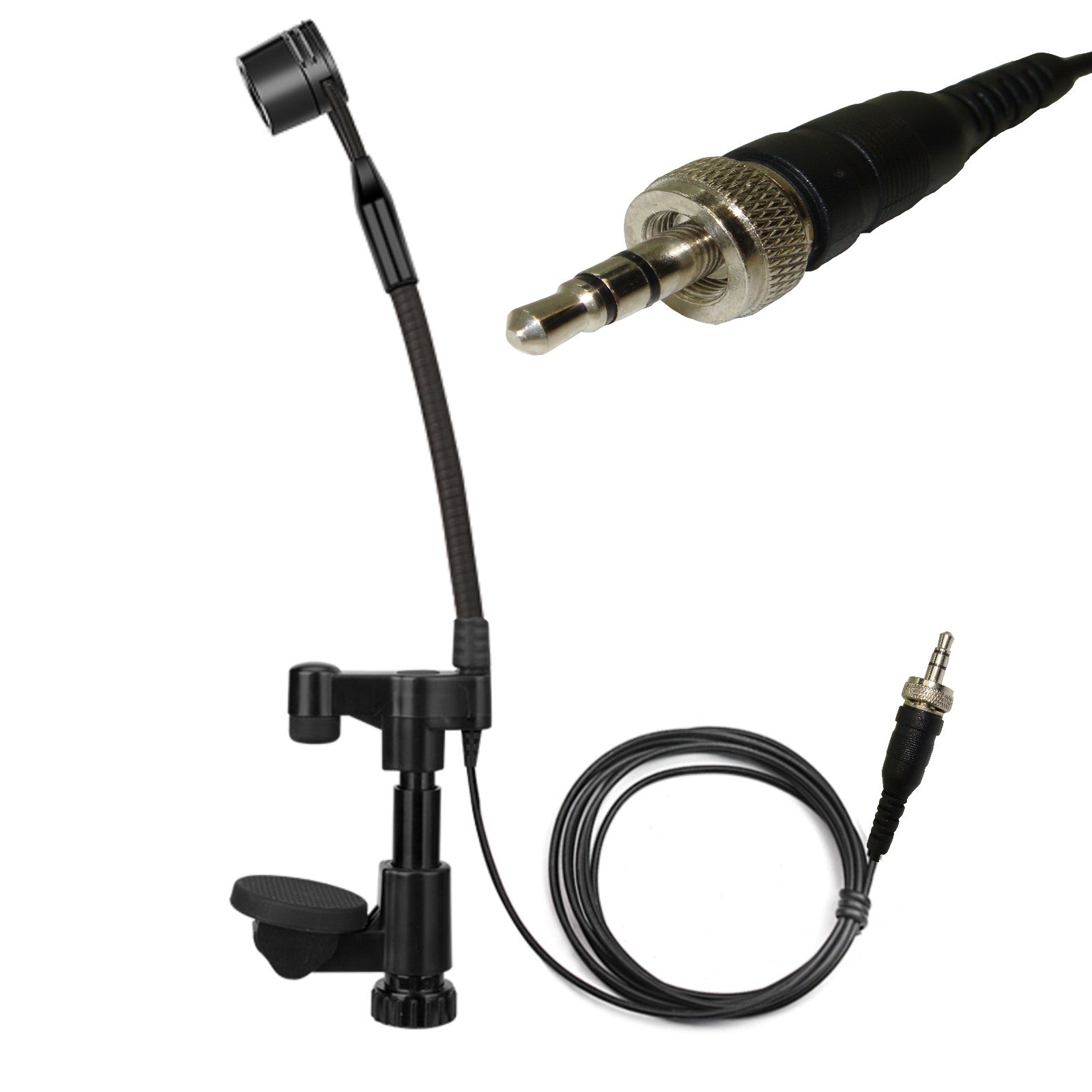 String Instrument Cardioid Microphone with Flexible Gooseneck for use with Belt Pack Transmitters