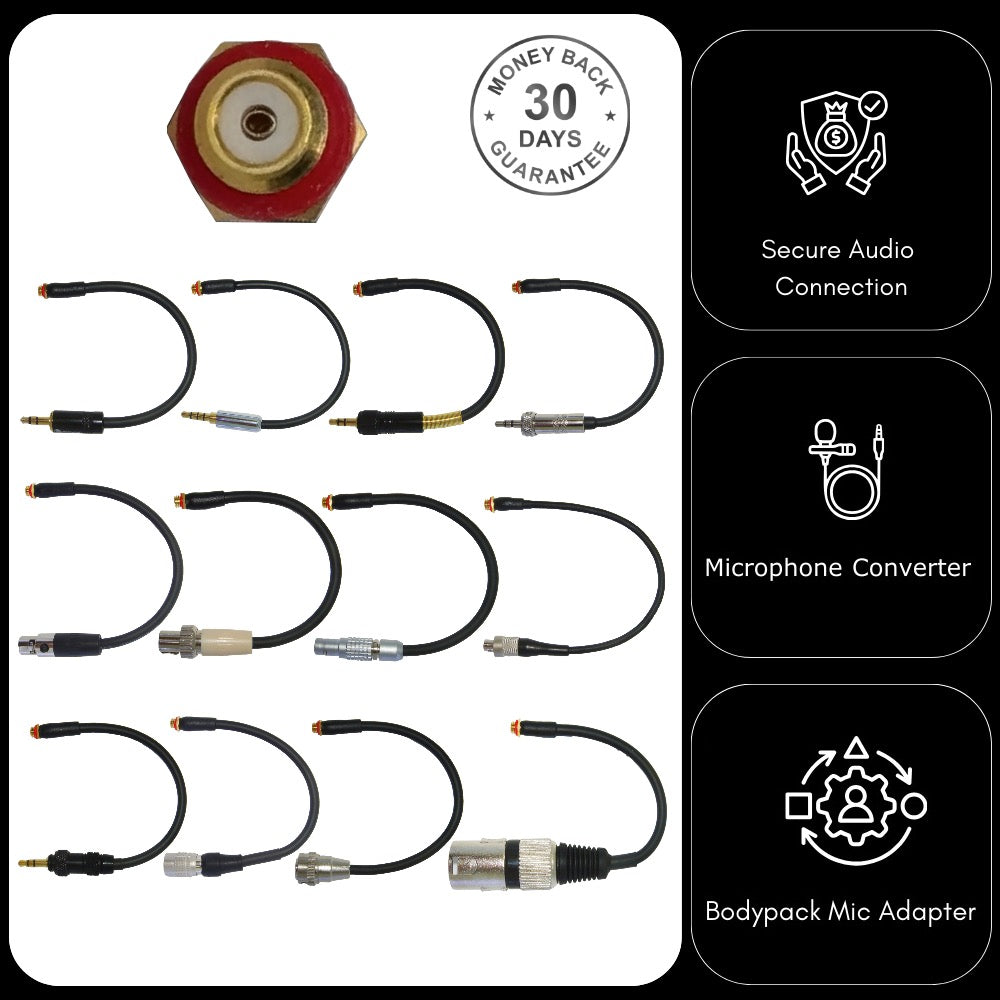 Adapter for Countryman DPA Microphone to Convert Connector for use with Different Body Pack Transmitters