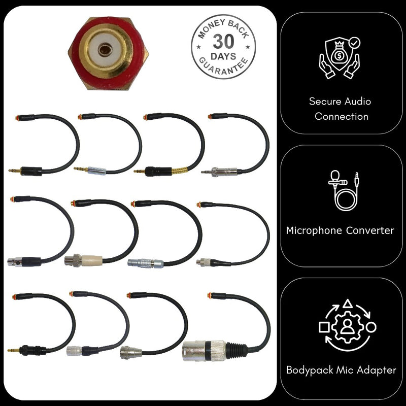 Microphone adapter converters for all wireless radio body pack transmitter