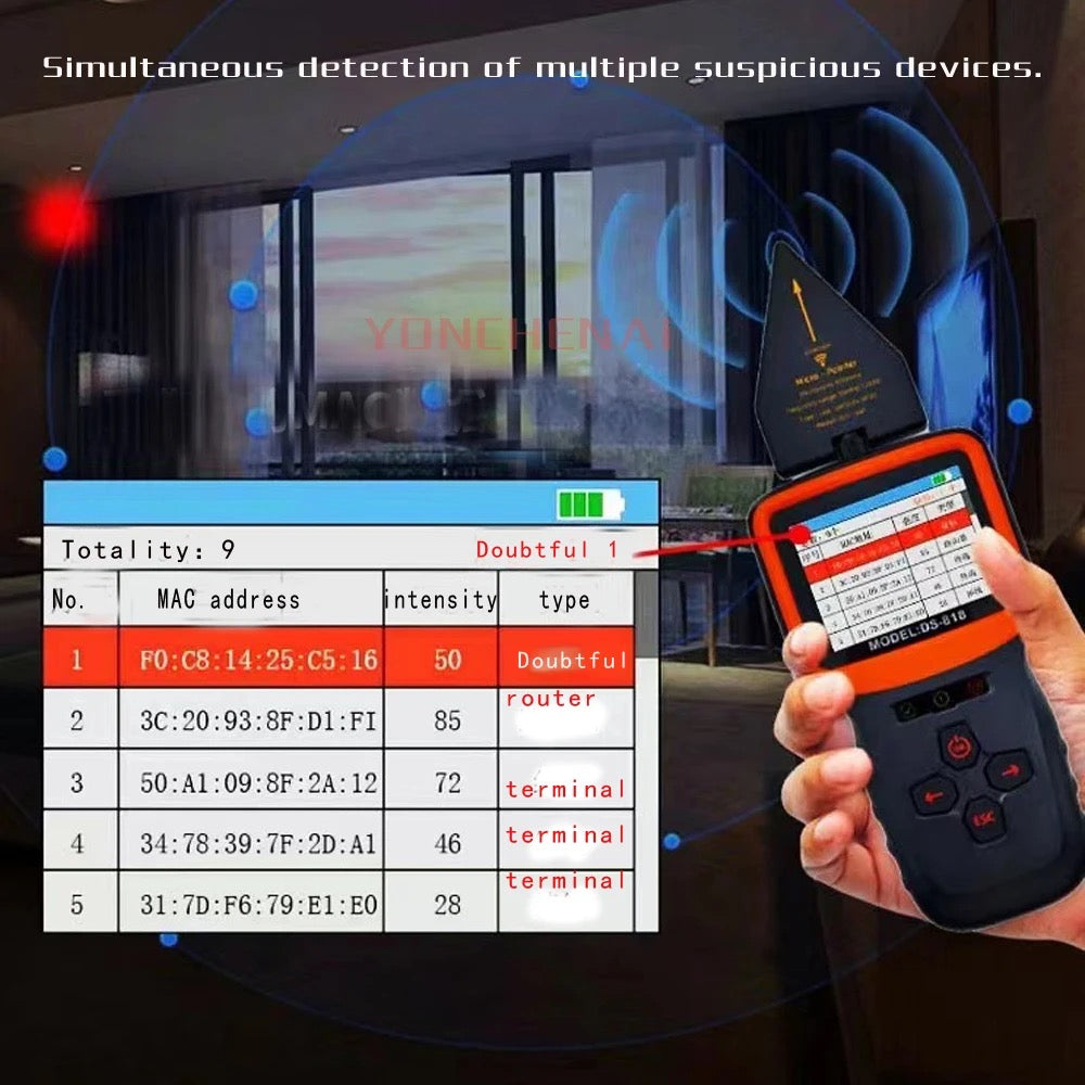 DS-818 Professional Anti-Spy Bug Detector find Wifi Camera GPS Tracker GSM Audio RF Signal