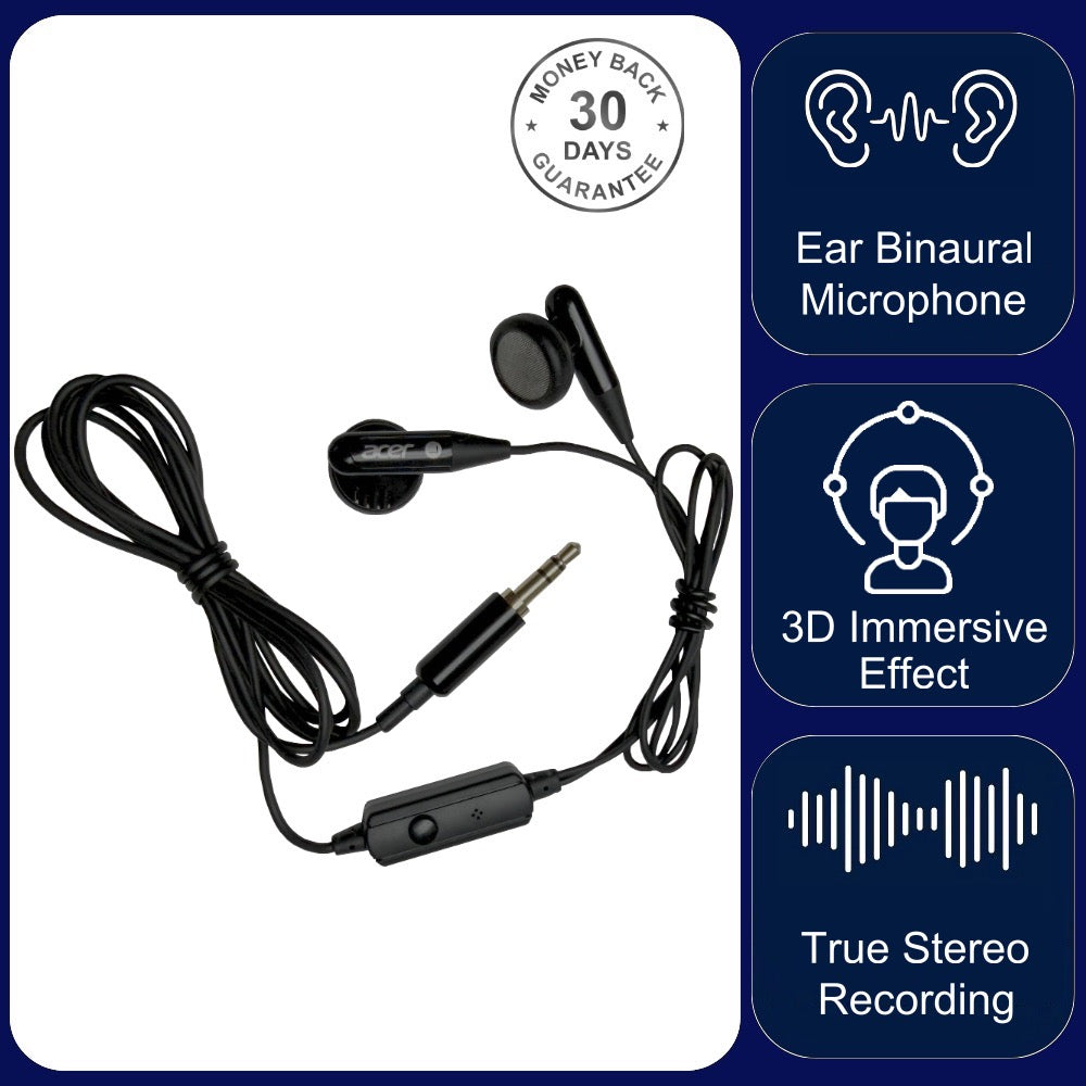 Ear Binaural Microphone with Knowles Sisonic MEM Capsules for 3D Audio Sound Virtual Reality Studio Recording