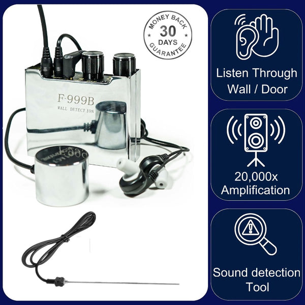 F999B Listen Through Wall Microphone Amplifier System with Contact and Probe Key Hole Mic