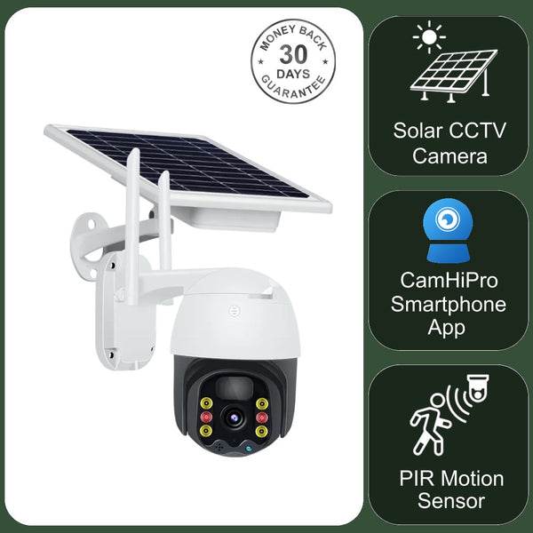 Camhipro 4G Solar Powered Camera PTZ Wireless 1080p Video Recorder CCTV Outdoor Security