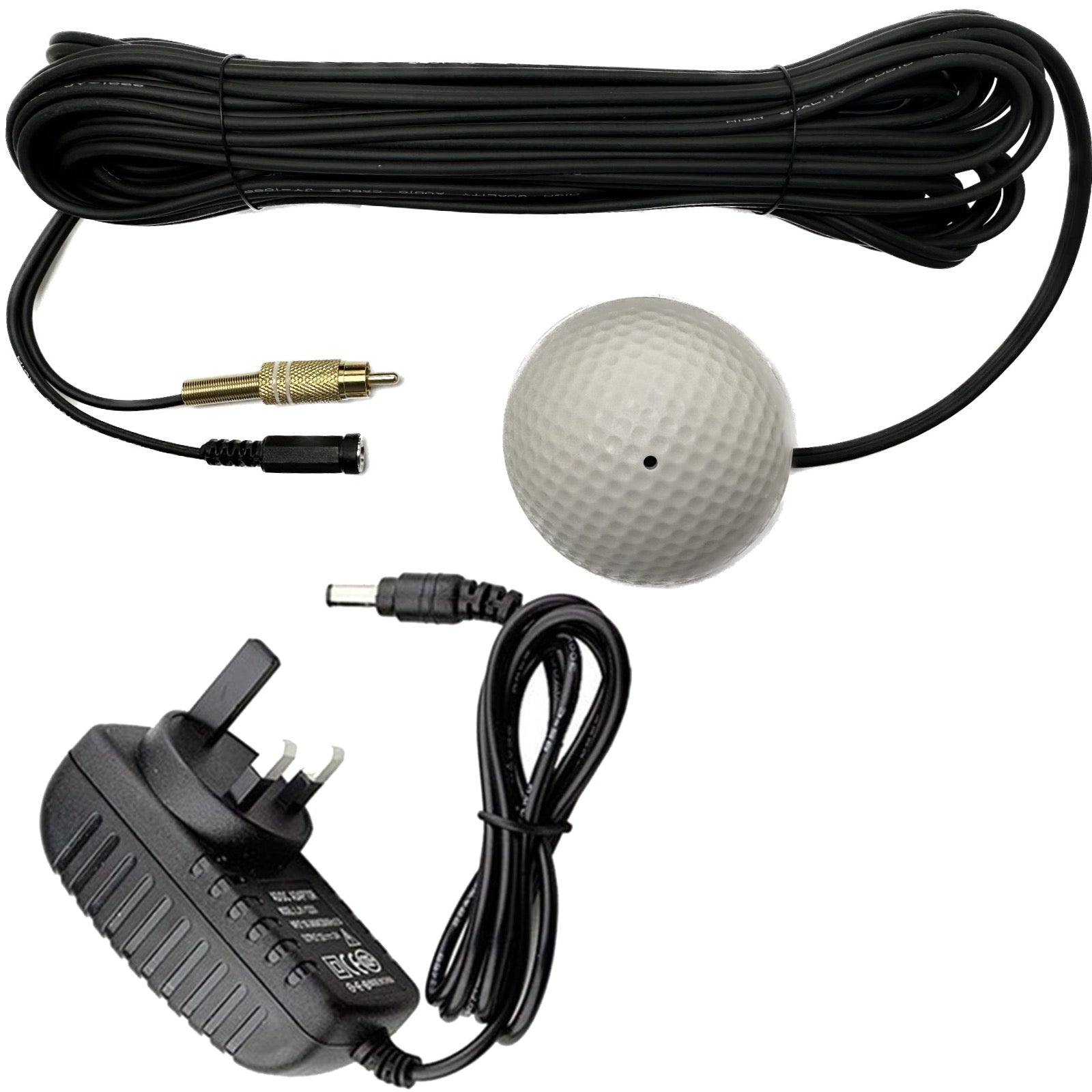 Waterproof CCTV Audio Microphone Cable Premium Quality Sound RCA Phono Output 2.1mm DC Input