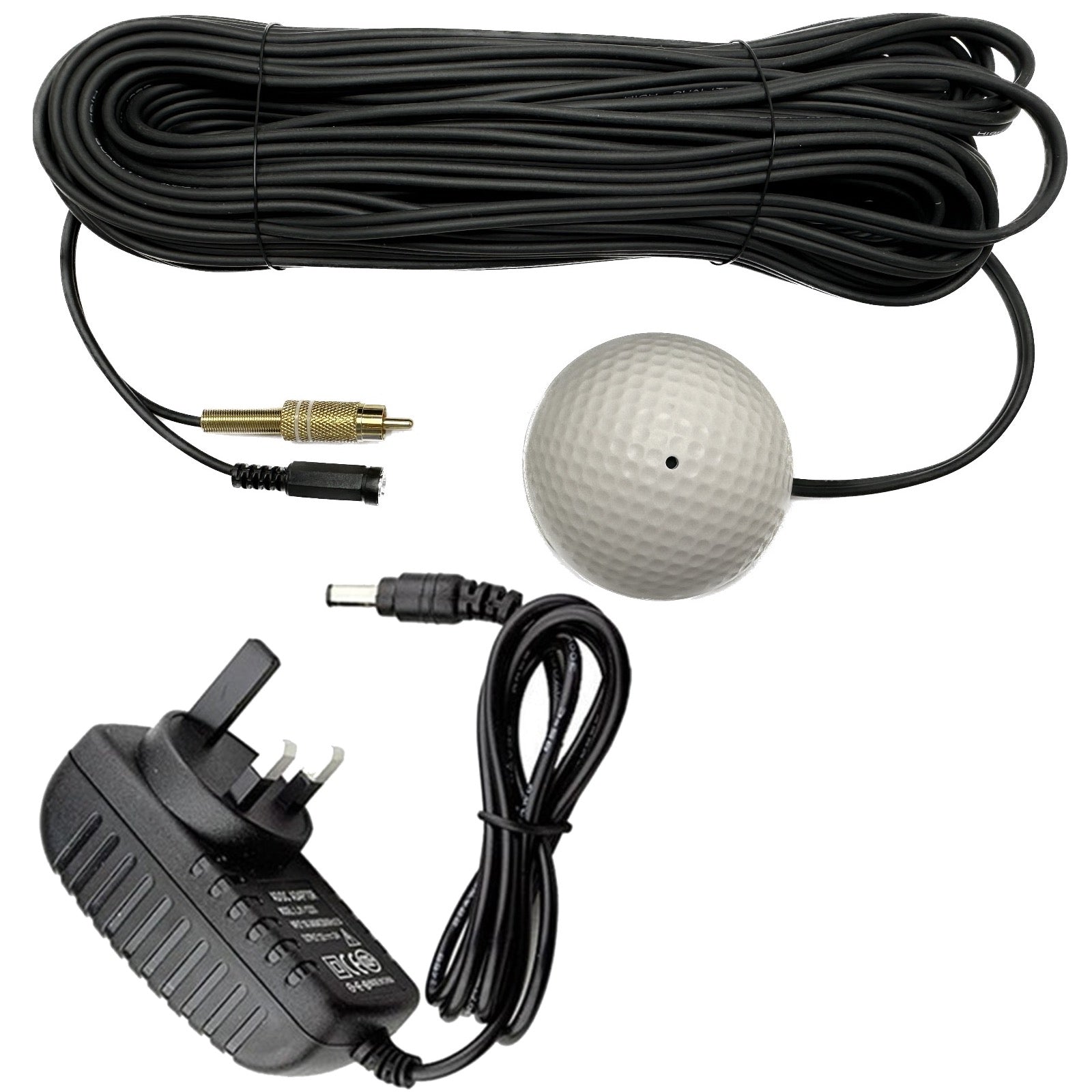 Waterproof CCTV Audio Microphone Cable Premium Quality Sound RCA Phono Output 2.1mm DC Input