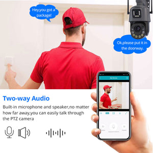 Wi-Fi 6MP Dual Lens Camera 36x Zoom Waterproof Dome Outdoor Tracking Smart Home Security PTZ IP CCTV