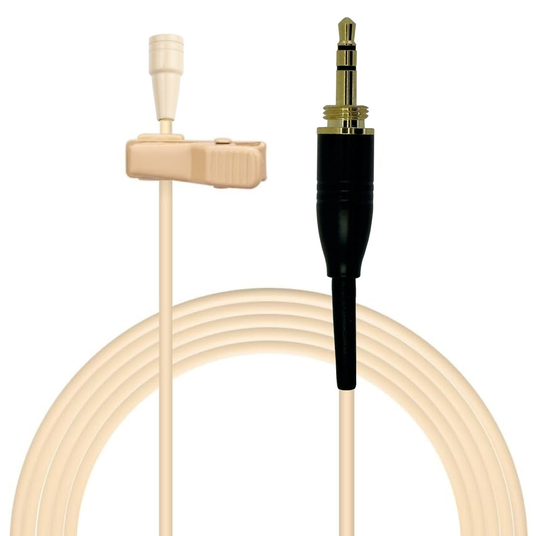 HC-4052 Beige Lavaliere Lapel Microphone Omnidirectional for Wireless Body Pack Radio Transmitters