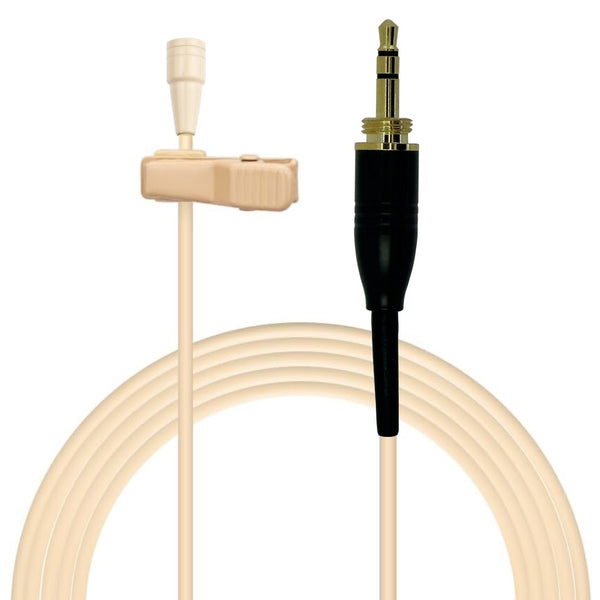 HC-4052 Beige Lavaliere Lapel Microphone Omnidirectional for Wireless Body Pack Radio Transmitters