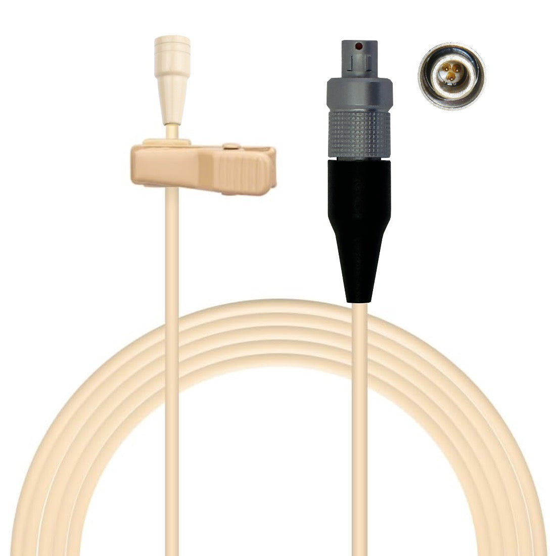 HC-4052 Beige Lavaliere Lapel Microphone Omnidirectional for Wireless Body Pack Radio Transmitters
