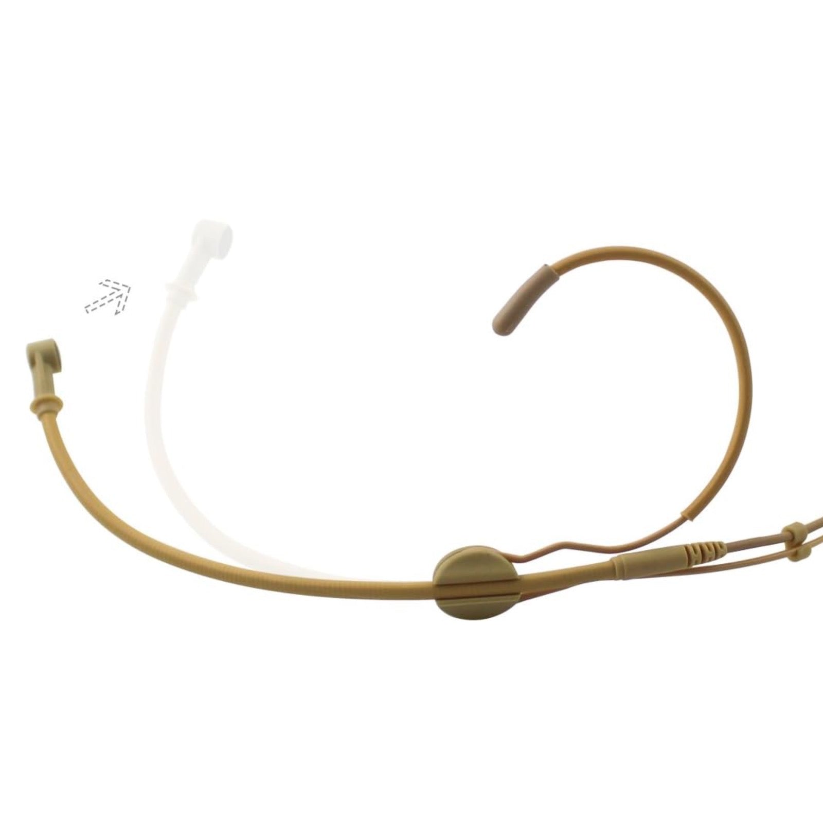 Unidirectional Headset Microphone Beige Double Ear-Hook for Sennheiser 3.5mm Jack and Lemo 3 Pin Body Pack Transmitter