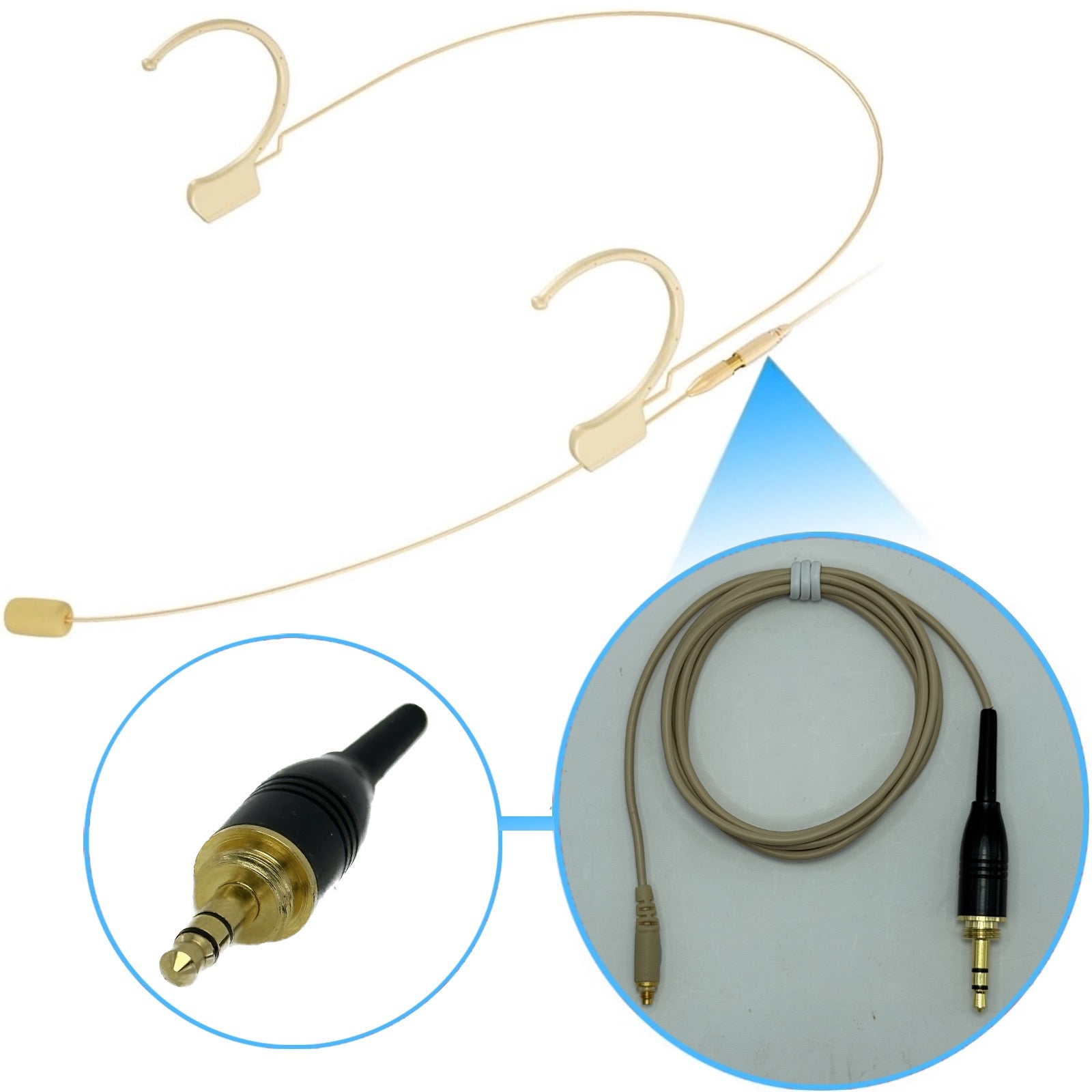 Kimafun HC-810 Double Ear Hook Microphone Ultra Light Weight Omnidirectional Headset for Body Pack Transmitters