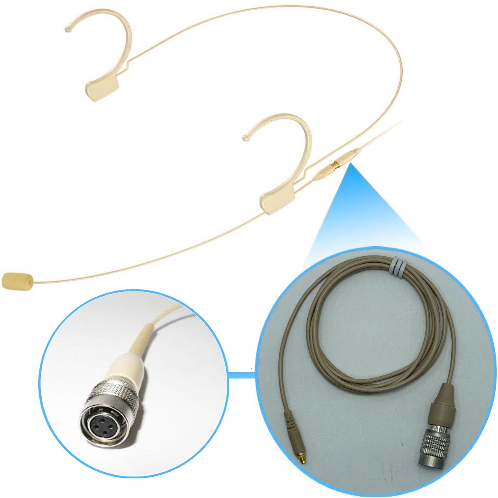 Kimafun HC-810 Double Ear Hook Microphone Ultra Light Weight Omnidirectional Headset for Body Pack Transmitters