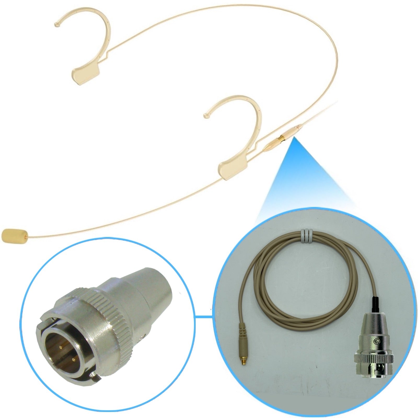 Kimafun HC-810 Double Ear Hook Microphone Ultra Light Weight Omnidirectional Headset for Body Pack Transmitters