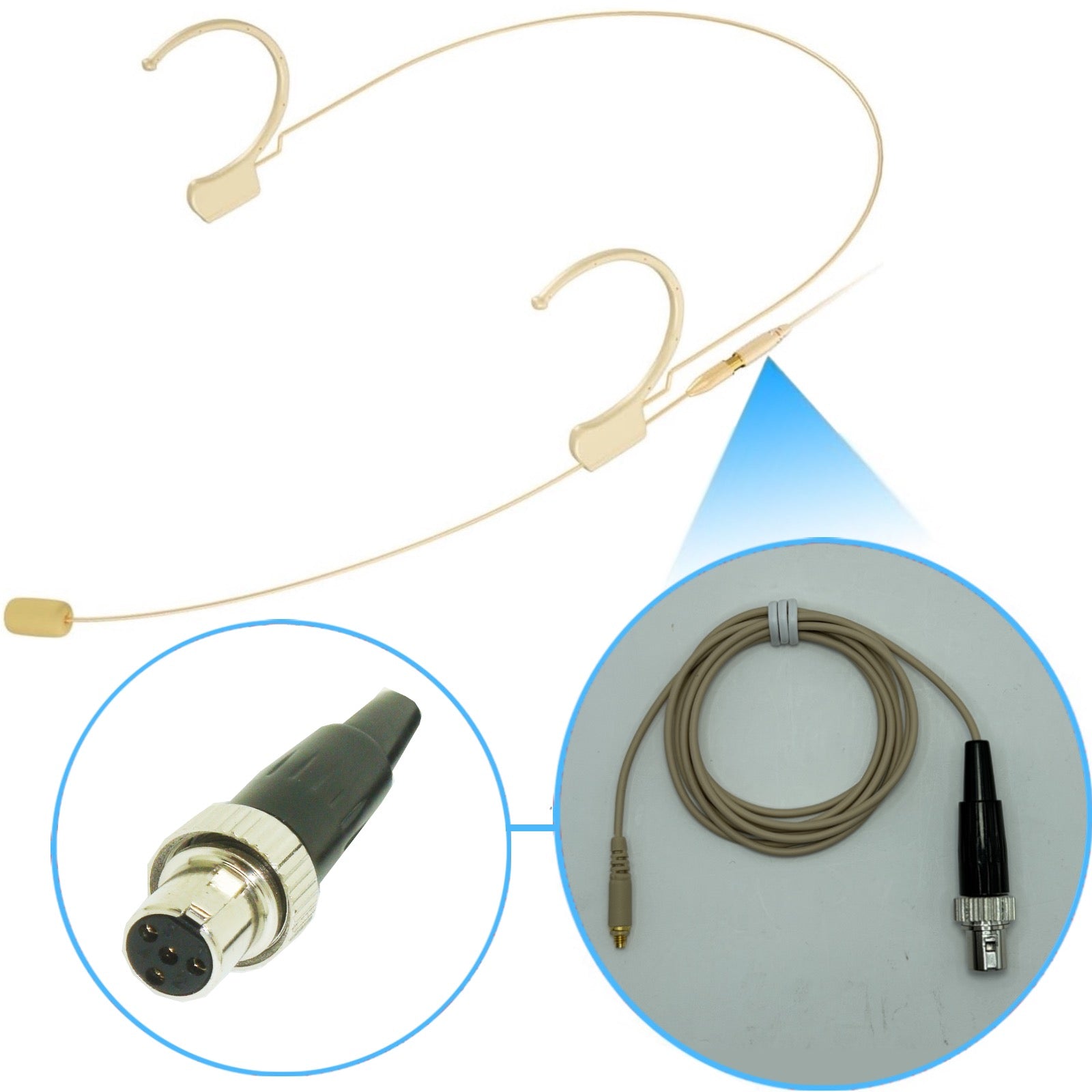 Kimafun HC-810 Double Ear Hook Microphone Ultra Light Weight Omnidirectional Headset for Body Pack Transmitters