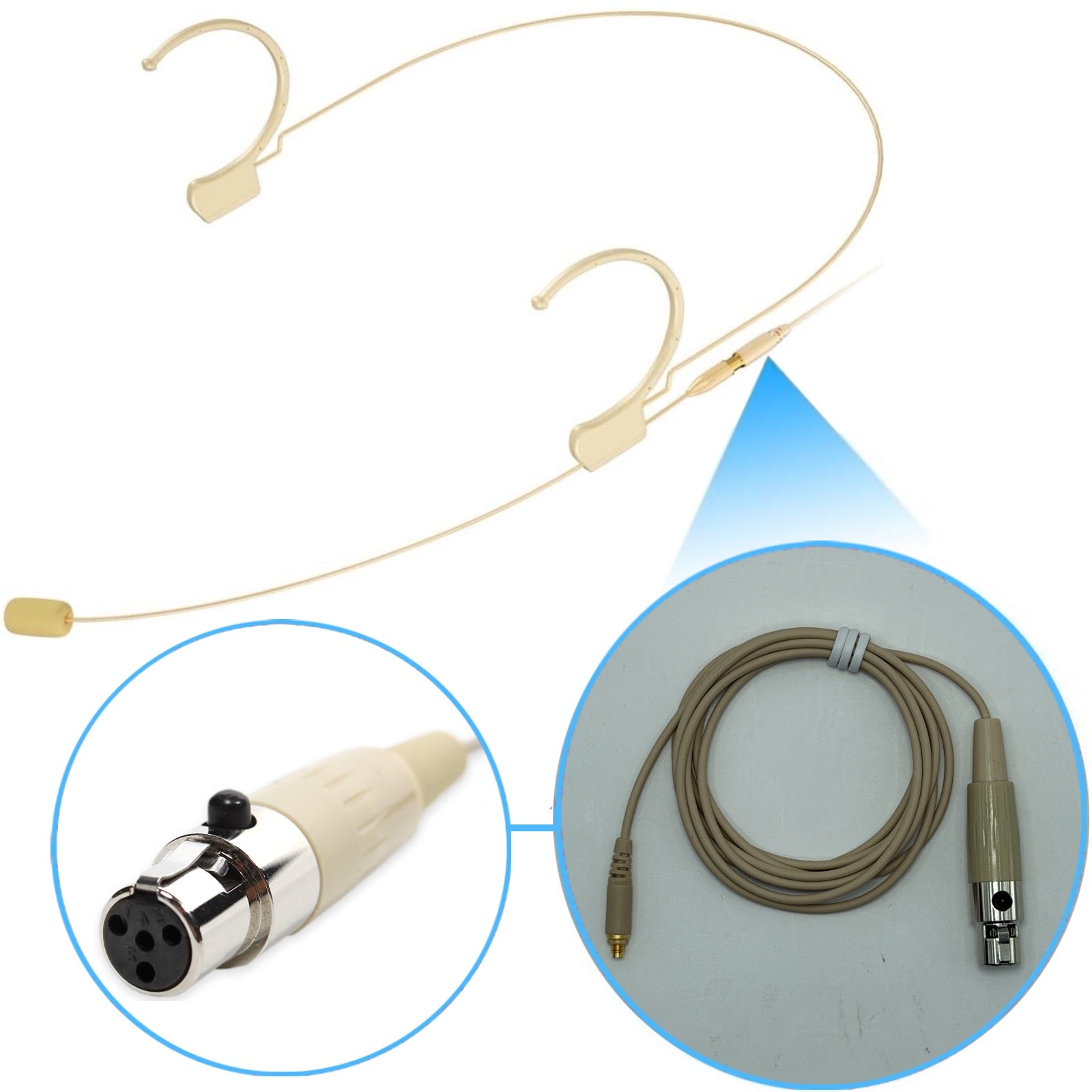 Kimafun HC-810 Double Ear Hook Microphone Ultra Light Weight Omnidirectional Headset for Body Pack Transmitters