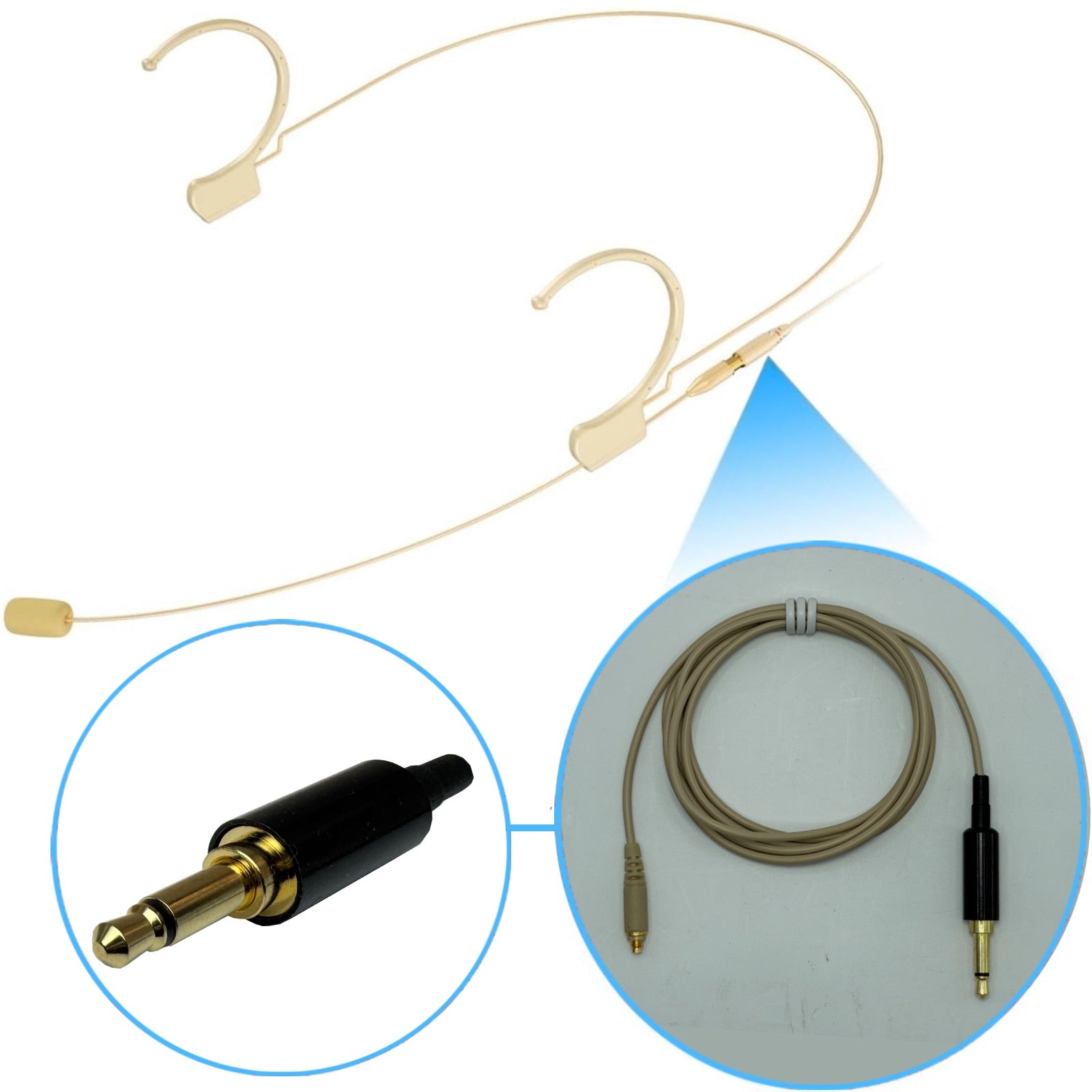 Kimafun HC-810 Double Ear Hook Microphone Ultra Light Weight Omnidirectional Headset for Body Pack Transmitters