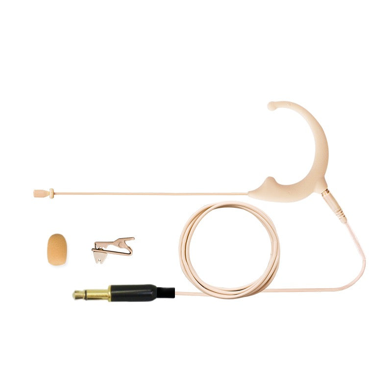 Single Ear Hook Microphone Omnidirectional Earset with Detachable Cable to fit All Body Pack Transmitters