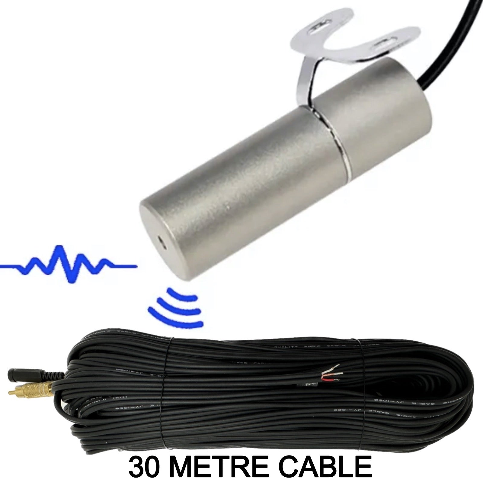 IP66 Rated Water Proof Microphone for CCTV Camera Solid Metal housing 6-12V DC input RCA Phono Output