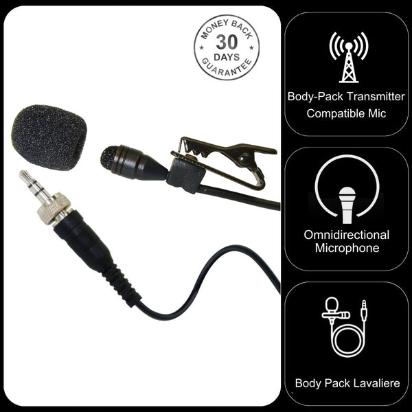 Lavaliere Microphone Clip On Lapel Tie 3.5mm Jack Plug for Sennheiser Body Pack Transmitters EW100 EW300 EW500 G2 G3 G4 SK20 XSW EK2000