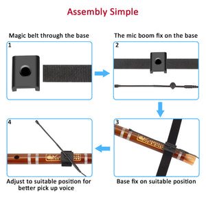 KM-G150-4 Wireless Flute / Clarinet Microphone System Flexible Strap On Instrument Mic