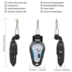 Kimafun KM-G207 Wireless Electric Guitar Transmitter / Receiver Microphone System