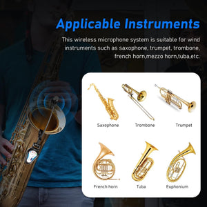 Kimafun KM-U306B Professional 2.4G Instrument Gooseneck Wireless Saxaphone Microphone