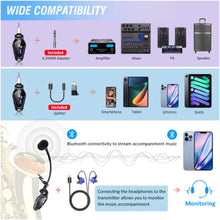 Kimafun KM-U307-1 Professional Wireless Saxophone Microphone System with in-ear Monitoring