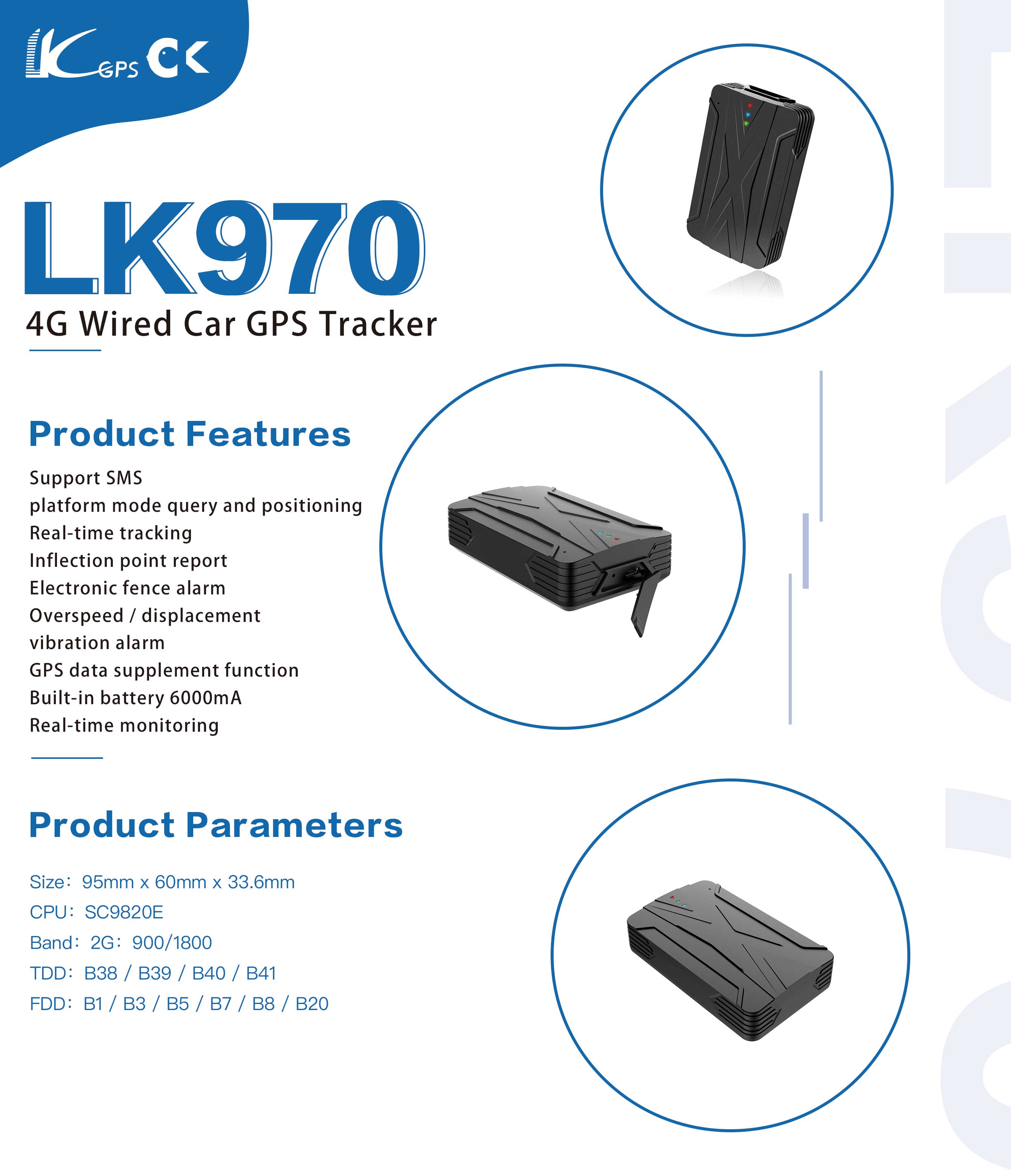 LK970 Global Band GPS Tracker 4G 120 Day Battery Magnetic GEO Fence Motion Speed Drop Alarm Notification
