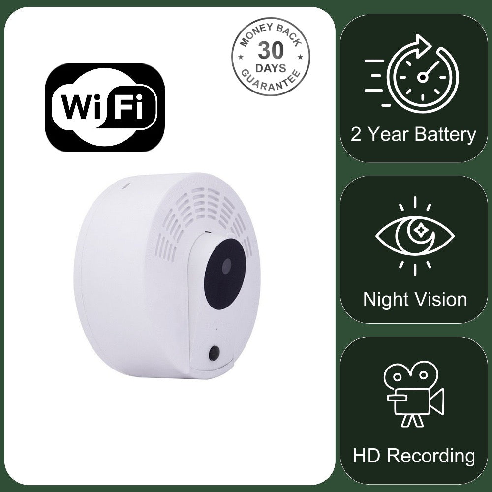2 Year Battery Camera Ceiling Mount Wireless Wi-Fi 2MP Night Vision 1080p HD Video Recorder