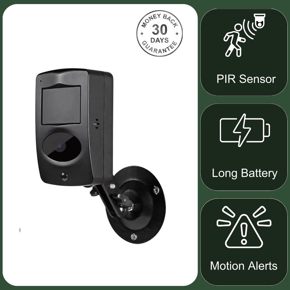 Ultra Long Battery Wi-Fi Security Camera in Black PIR Alarm Sensor Motion Detect Recorder & Alert