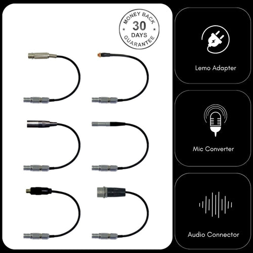 Lemo 4 Pin Microphone Adapter to Convert Lavalier Ear-hook Headworn Bo