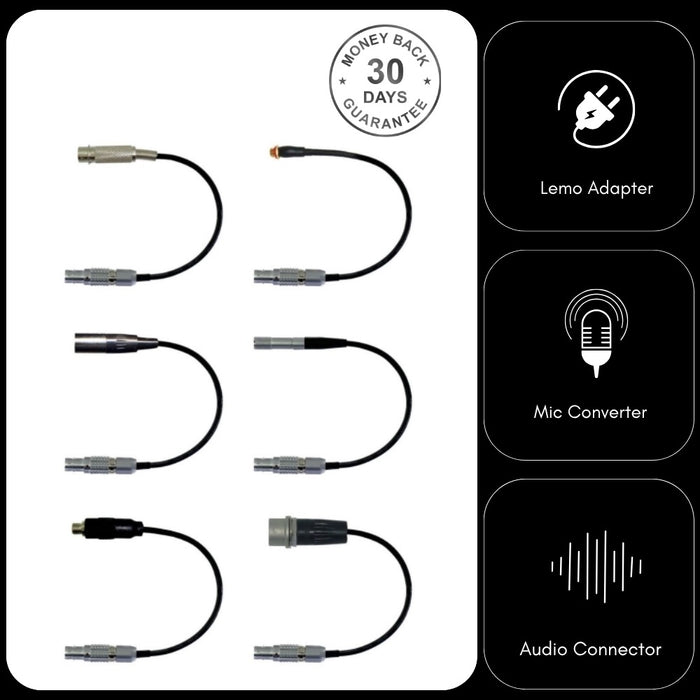 Lemo 4 Pin Microphone Adapter to Convert Lavalier Ear-hook Headworn Bo