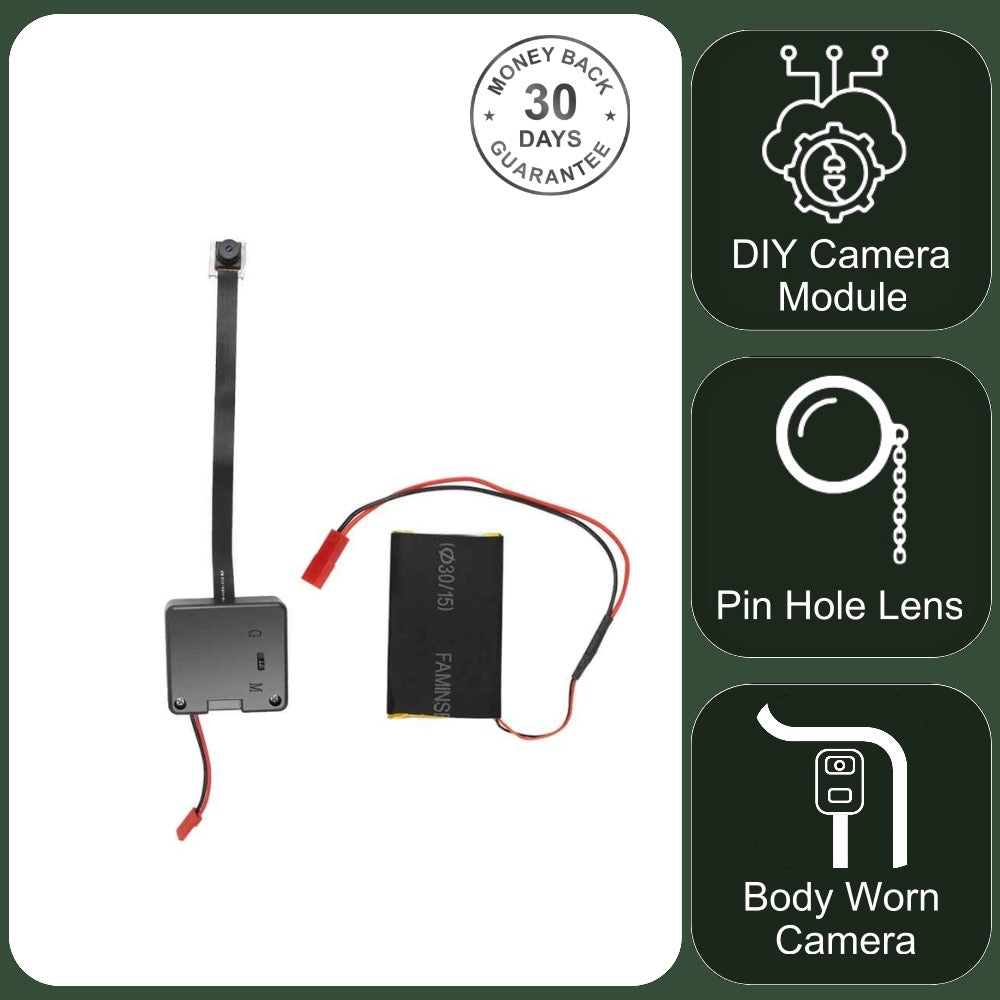 Flex Ribbon Pinhole Camera Module Motion Detection 1080p HD DVR 2MP Battery or Mains