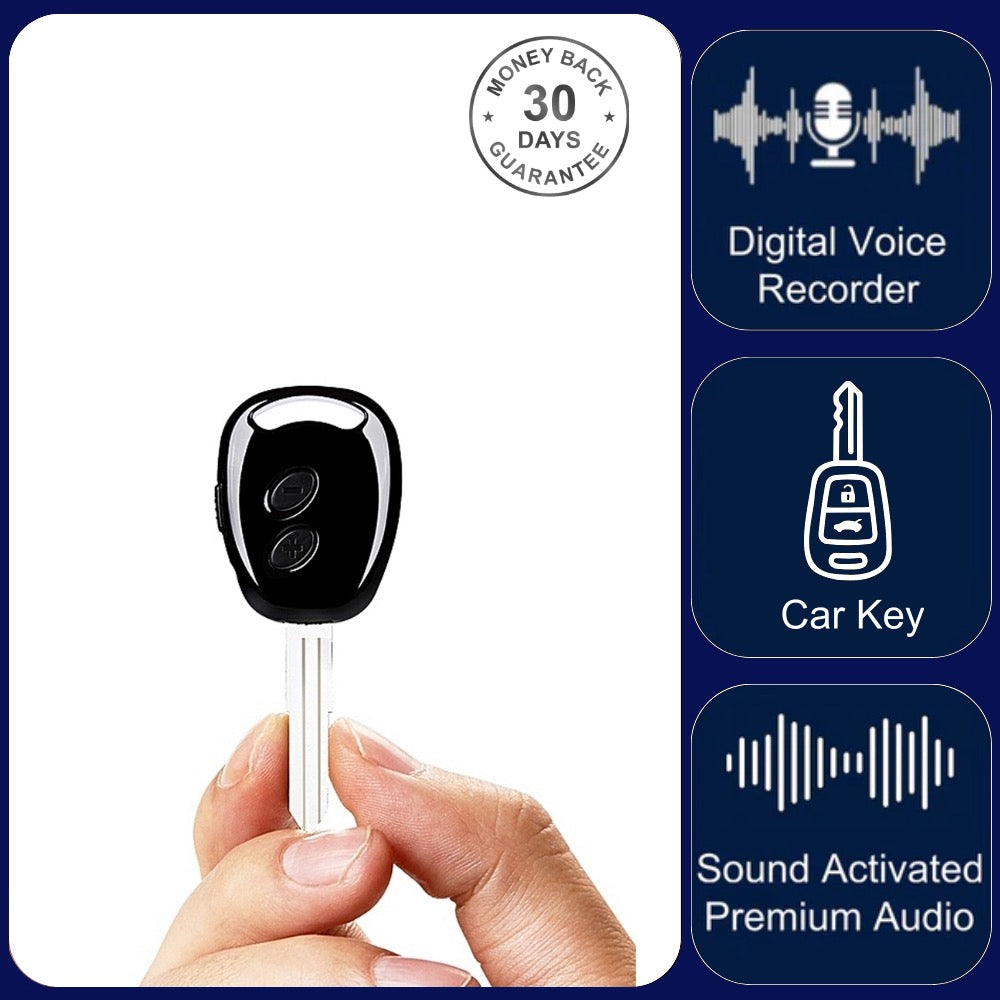 Car Key Voice Recorder Sound Activated 38 Hour Battery 1536kbps .WAV Audio Format