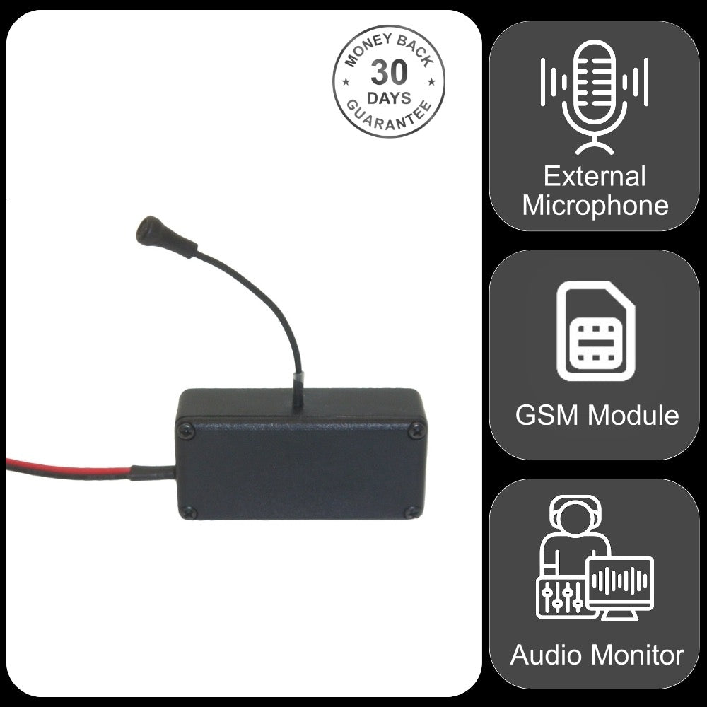 AC Mains Powered Wireless GSM Audio Monitor Sound Recorder Module with External Microphone