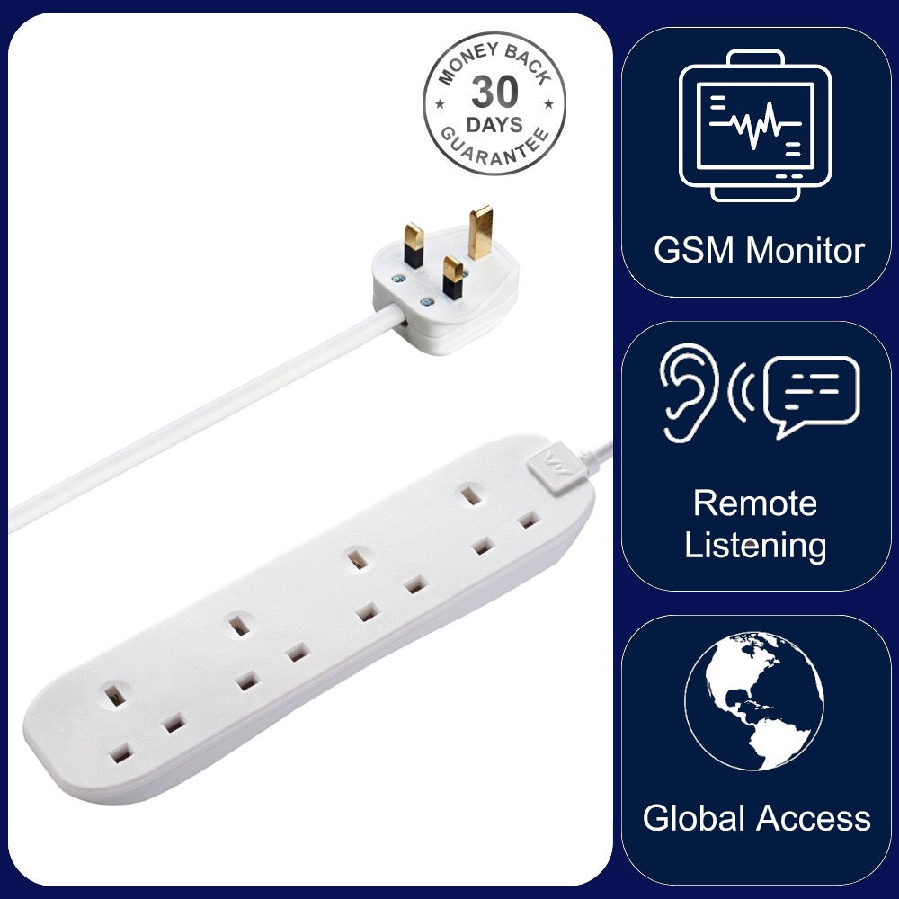 Wireless GSM Audio Monitor Sound activated Call back & Voice Recorder in Extension Lead