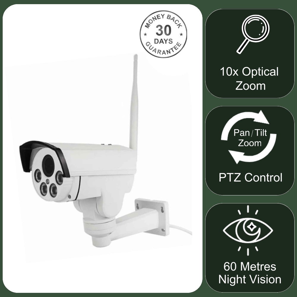 4G Wireless Wi-Fi CCTV Security Video Camera Pan/Tilt Night Vision 10x Optical Zoom