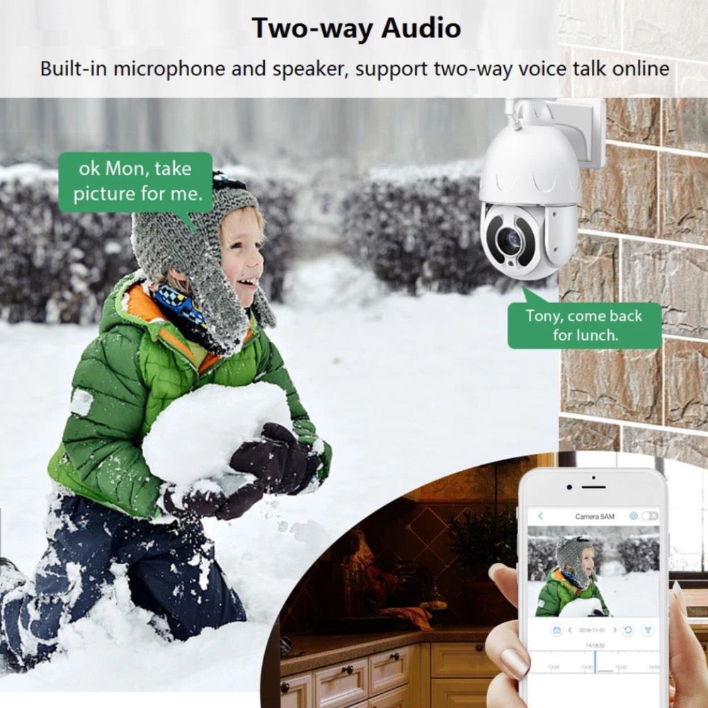 Wireless 4G PTZ Dome Camera 30x Optical Zoom 355º Pan 90º Tilt & 100m Night Vision Human Tracking