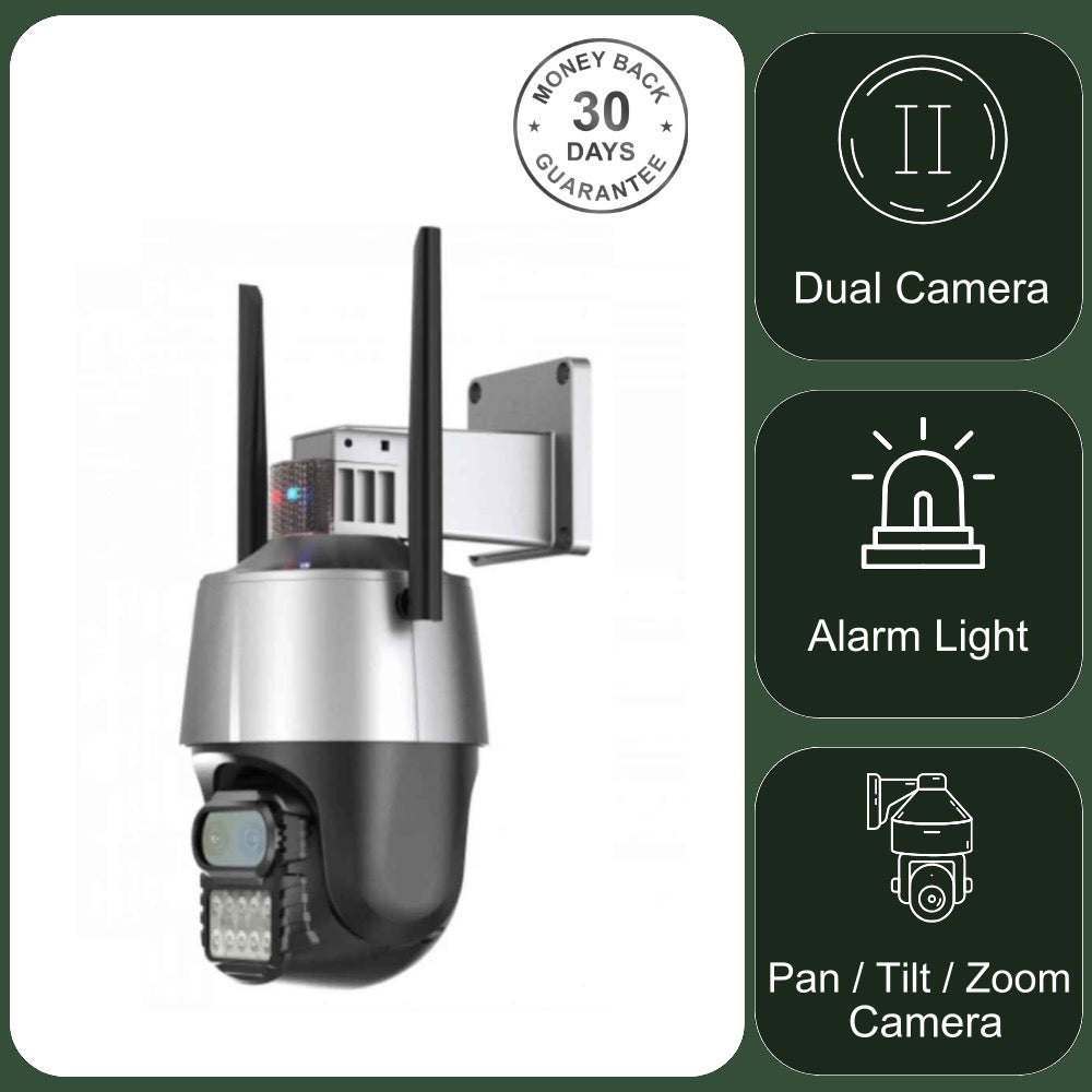 8MP CCTV Camera Wireless Wi-Fi 8x Optical Zoom Dual Lens PTZ Human Tracking Alarm Light
