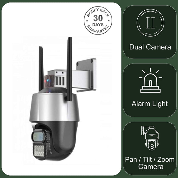 8MP CCTV Camera Wireless Wi-Fi 8x Optical Zoom Dual Lens PTZ Human Tracking Alarm Light