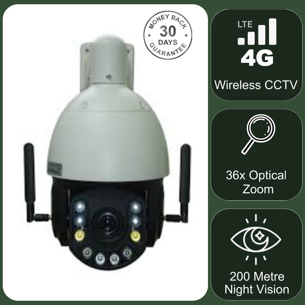 4G 8MP 4K UHD PTZ CCTV Camera 36x Auto Zoom & Human Tracking Face Recognition 200m Night Vision Full 360º Pan