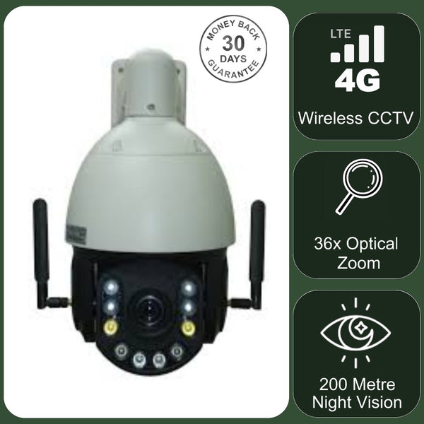 4G 8MP 4K UHD PTZ CCTV Camera 36x Auto Zoom & Human Tracking Face Recognition 200m Night Vision Full 360º Pan