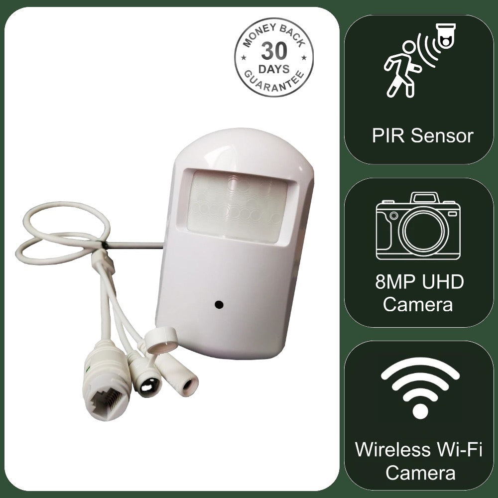 8MP Wireless Wi-Fi Camera in Dummy Alarm Sensor with Night Vision and Sound