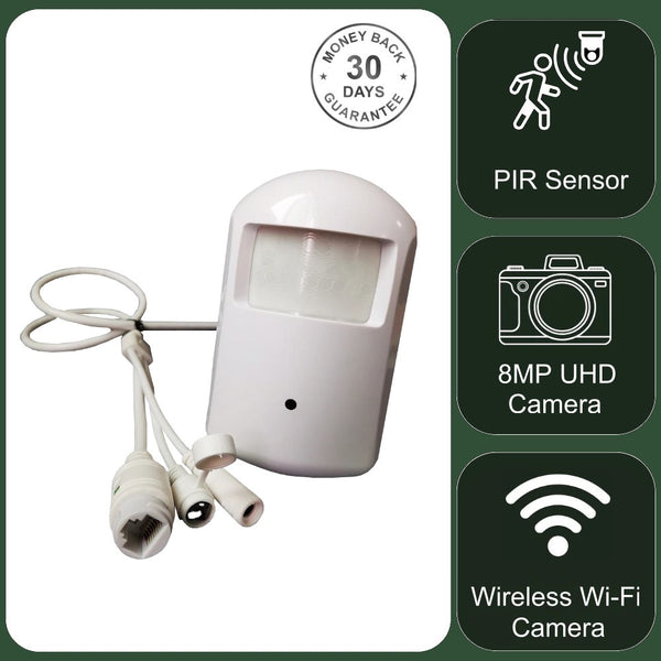 8MP Wireless Wi-Fi Camera in Dummy Alarm Sensor with Night Vision and Sound