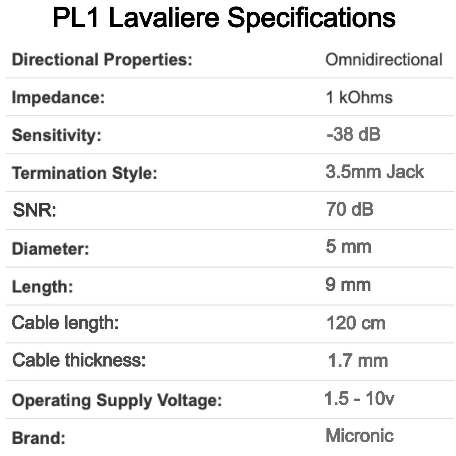 Lavaliere Microphone for Audio Technica ATW Wireless Body-pack Transmitter 4 Pin Hirose (CW)