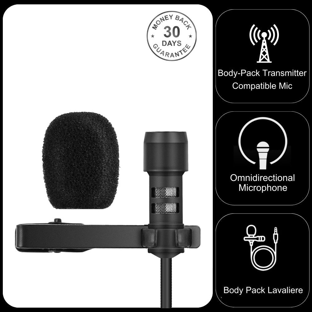 Micronic Lavaliere Microphone PTC1.5M for Wireless Body Pack Transmitters Professional Lapel Body worn Mic