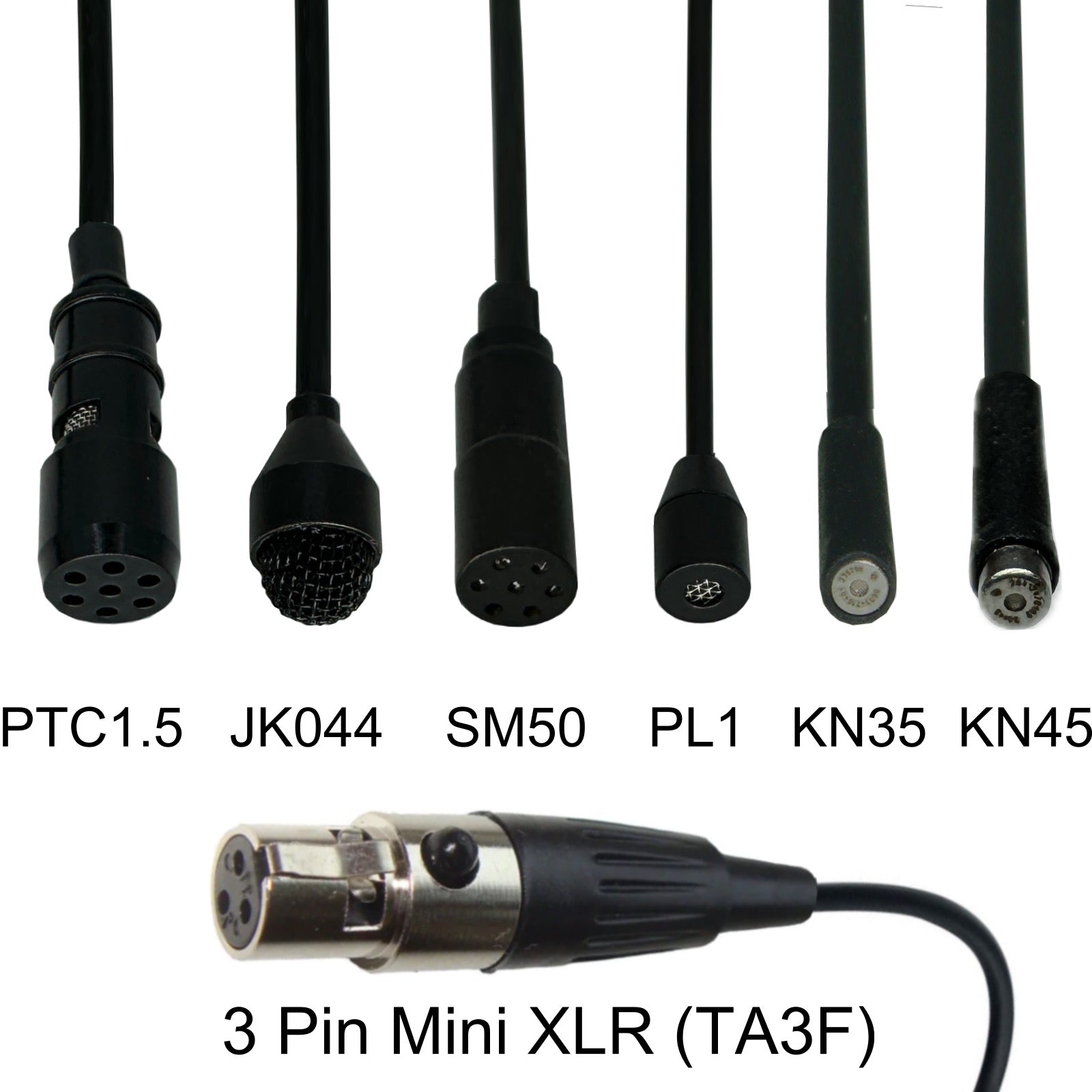 Mini Lavaliere Microphones 3 Pin Mini XLR (TA3F) for AKG Samson Gemini LG Body Pack Radio Transmitters