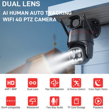 4G Camera 8MP Dual Lens (4MP+4MP) 1080p UHD AI Human Tracking 10X Zoom 360º PTZ