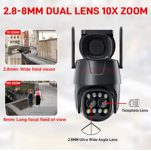 4G Camera 8MP Dual Lens (4MP+4MP) 1080p UHD AI Human Tracking 10X Zoom 360º PTZ