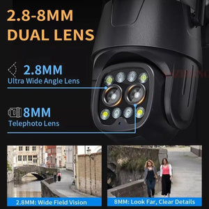 Wifi Dual Lens 8MP Camera (4MP+4MP) Auto Human Tracking 10X Zoom 360º PTZ